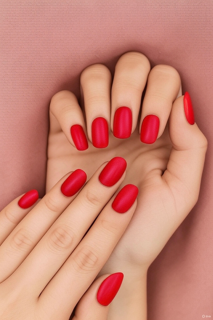 Red press on short length nails