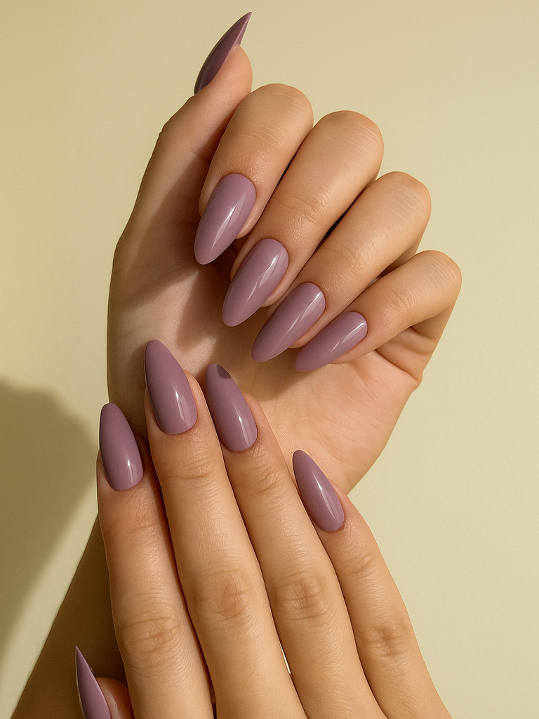 Muted lavender almond shaped nails